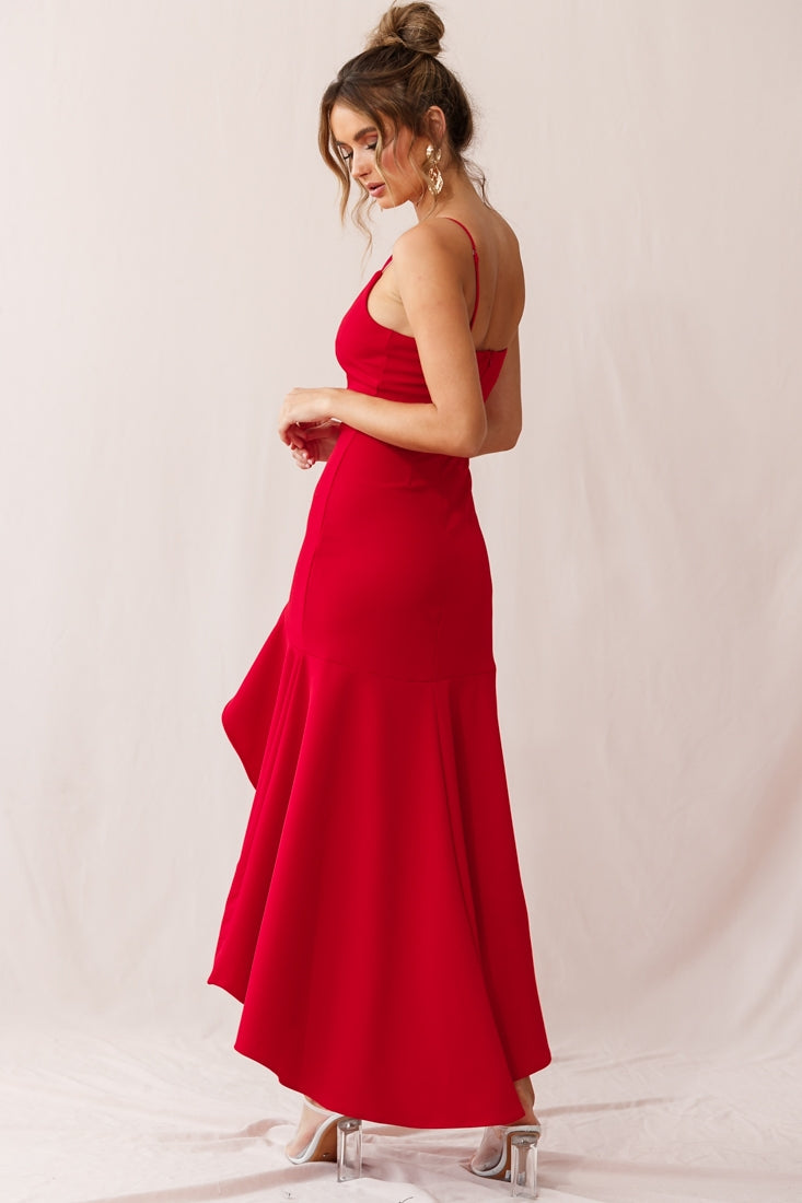 Emoji Asymmetrical Hemline Dress Red